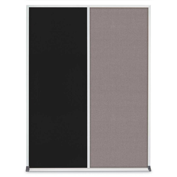 United Visual Products Double Door Radius Corkboard, 48"X36", B UV8003-BLACK-RUBBER - main